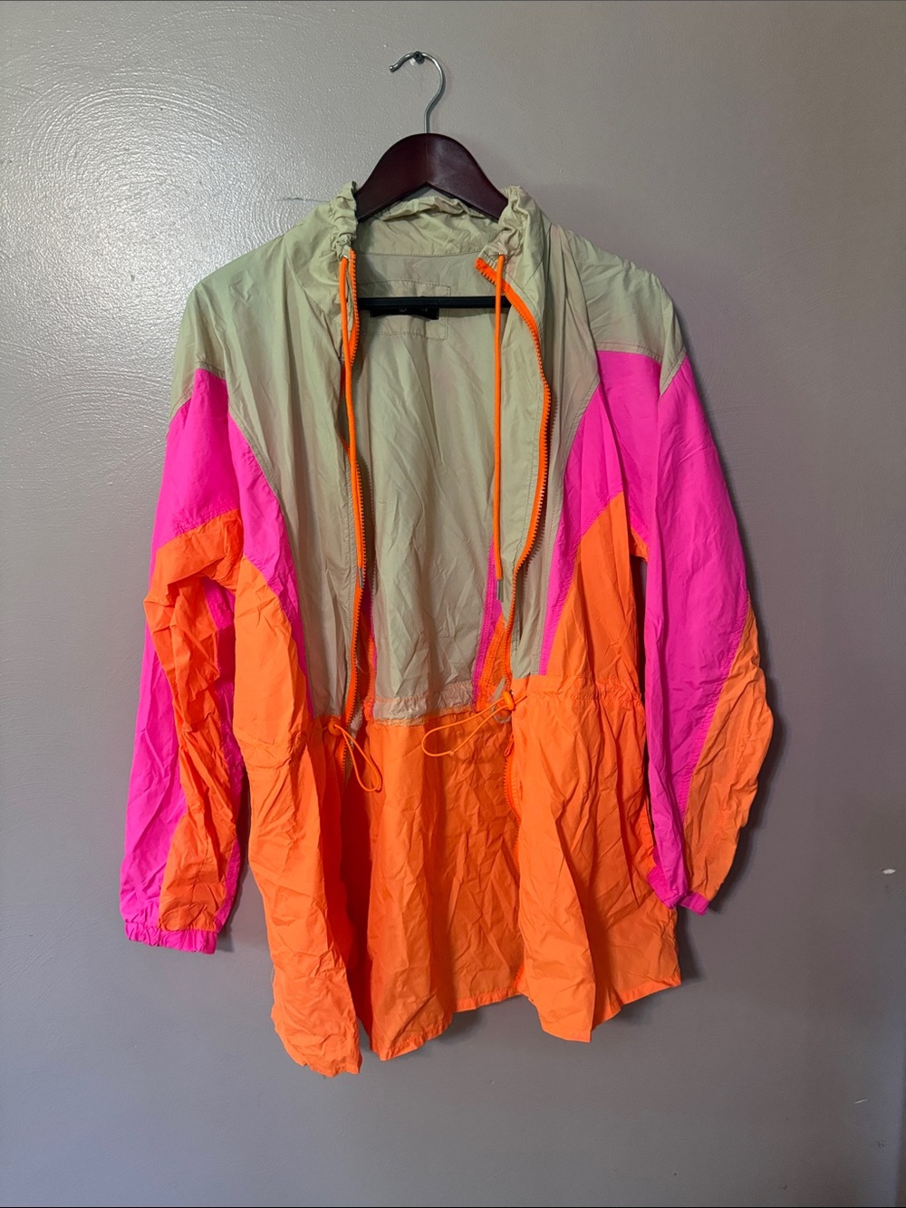 Colorblock Lightweight Bomber Jacket - Pink, Orange & Tan